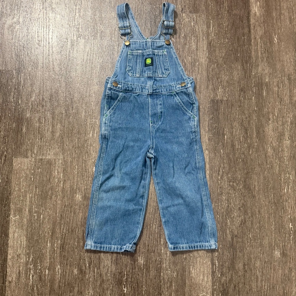 John Deere Denim Overalls Unisex 3T Blue Bib Carpenter Farm Workwear Logo‎ Patch